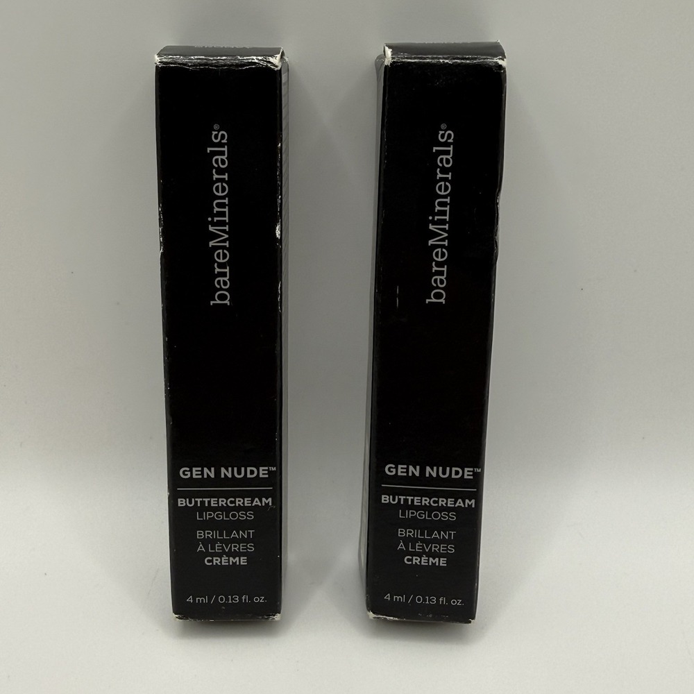 bareMinerals Gen Nude Buttercream Lipgloss Groovy 0.13 Oz Lot of 2 New Sealed